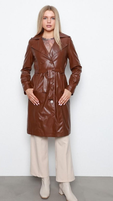 Women's Faux leather trench coat