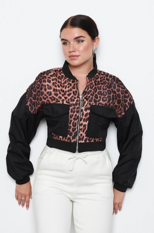 Cropped leopard or symmetrical pattern Jacket