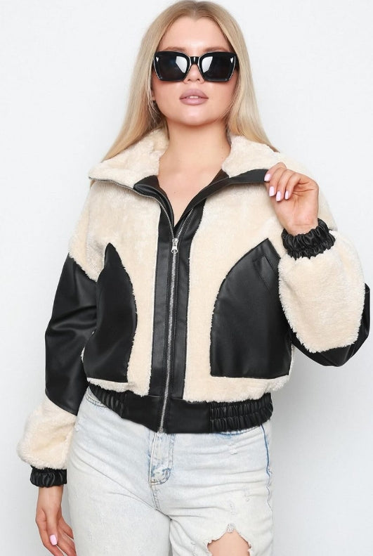 Faux shearling bomber jacket