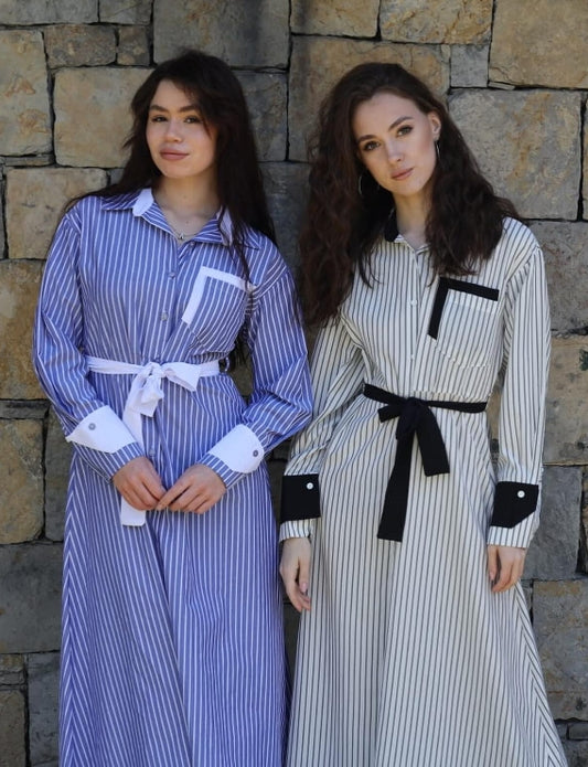 striped shirt dresses" or belted maxi shirt dresses.