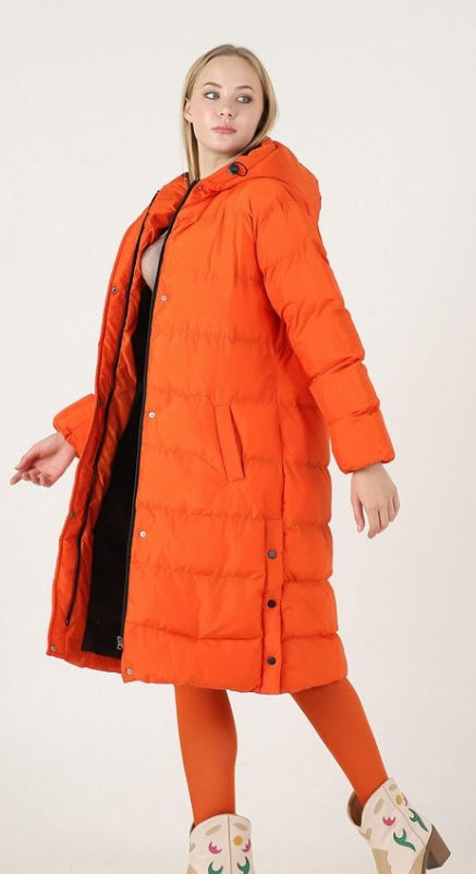 Long hooded puffer jacket Women's