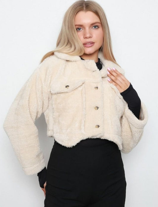 Faux fur cropped jacket