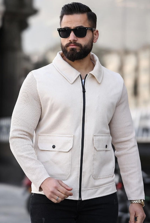 Men's Suede Bomber Jacket