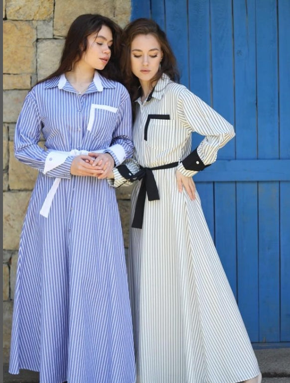 striped shirt dresses" or belted maxi shirt dresses.