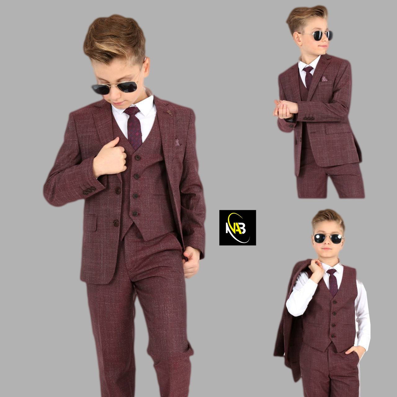 Boys  3 Piece Maroon Suit