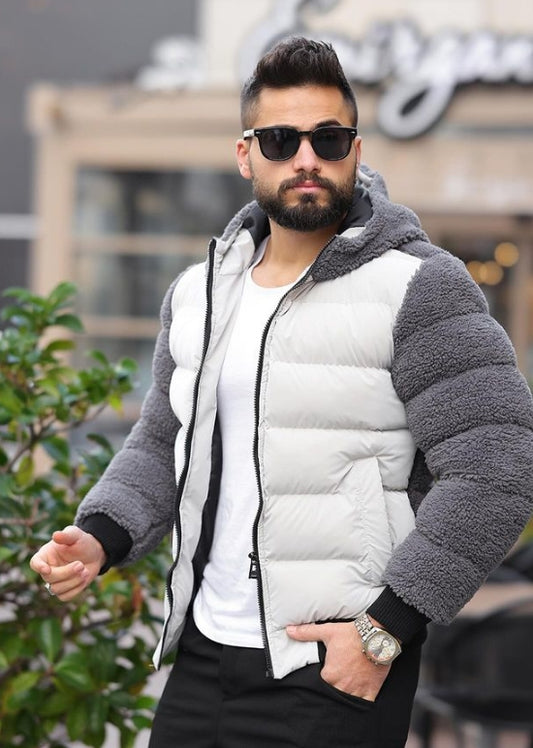 Men's Sherpa sleeve puffer jacket