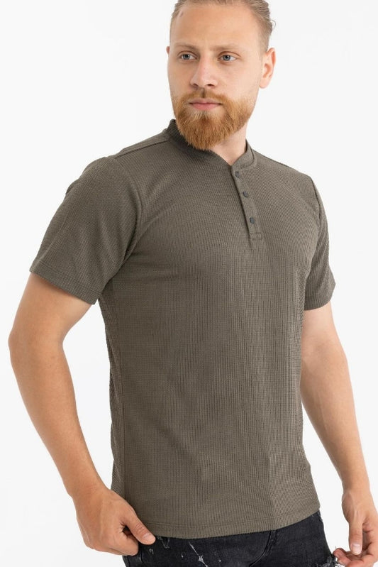 Men's short-sleeved henley shirt