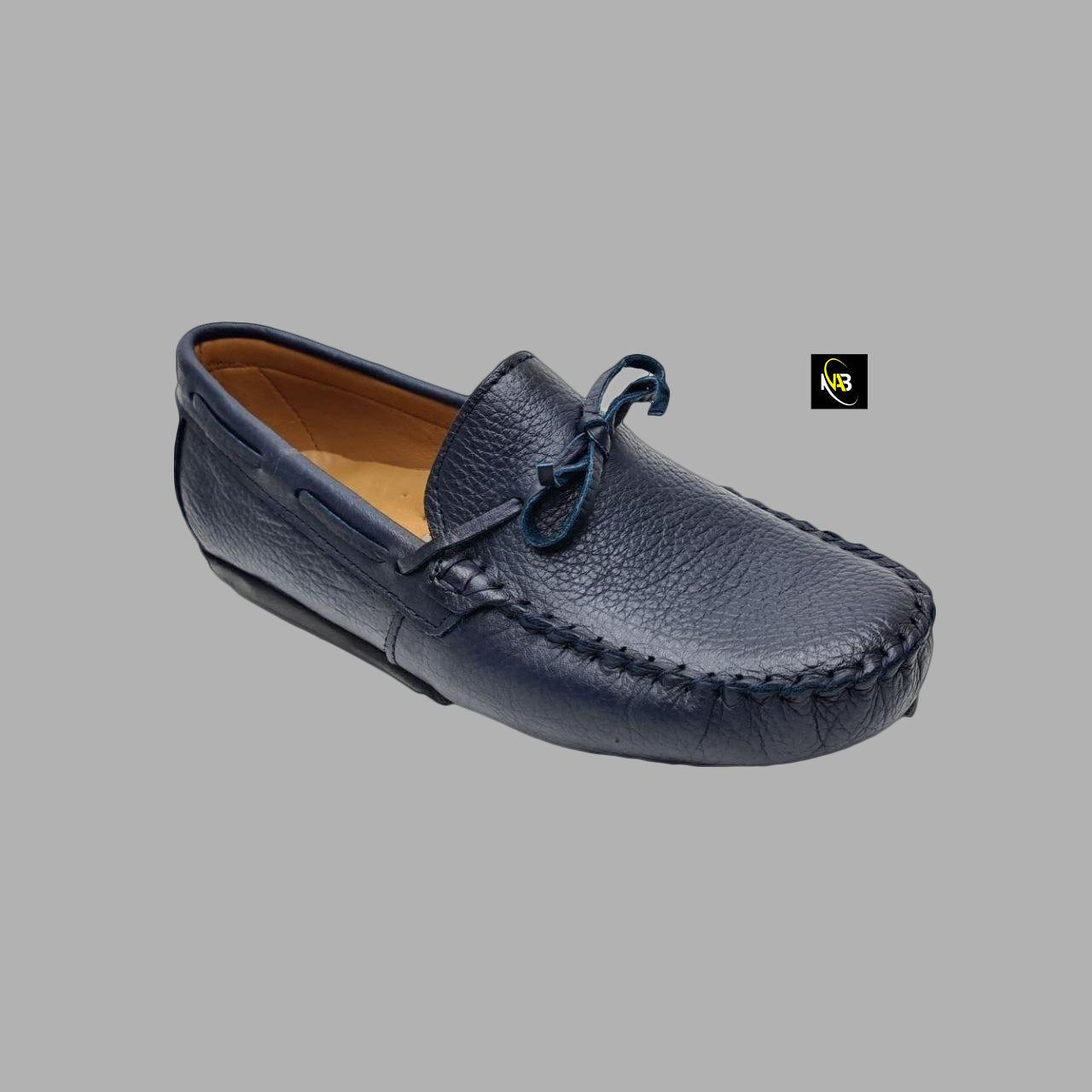 Moccasin Leather Shoes for Boys Black