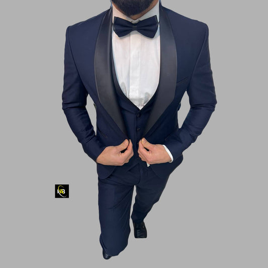 Men 3 Piece Suit - Navy Blue