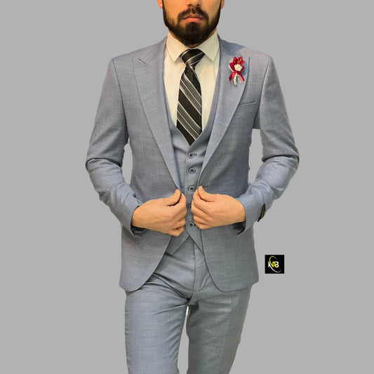 Men 3 Piece Suit Vintage Gray