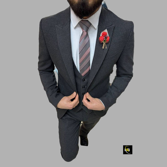 Men Suit Pale Black