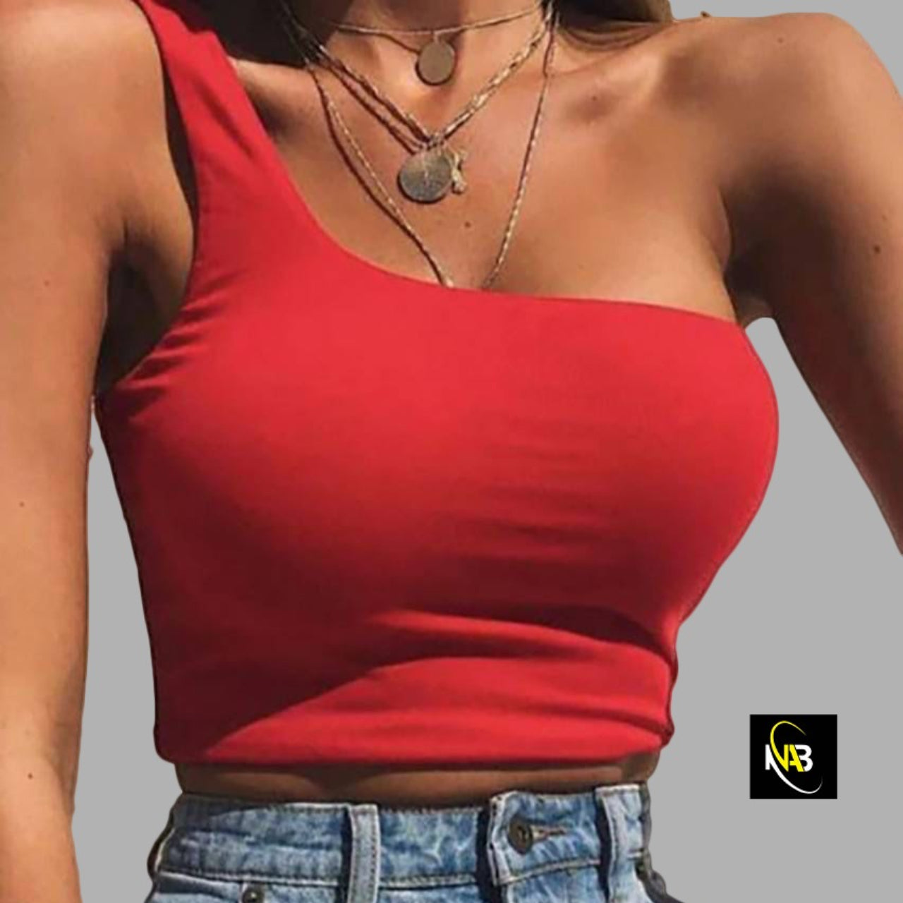 Red Single Sleeved Women Top
