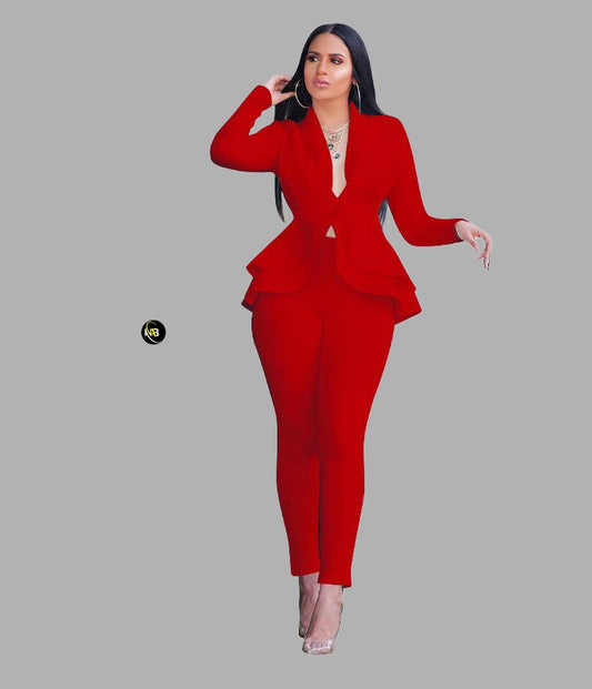 Office Lady Wear Suit Red