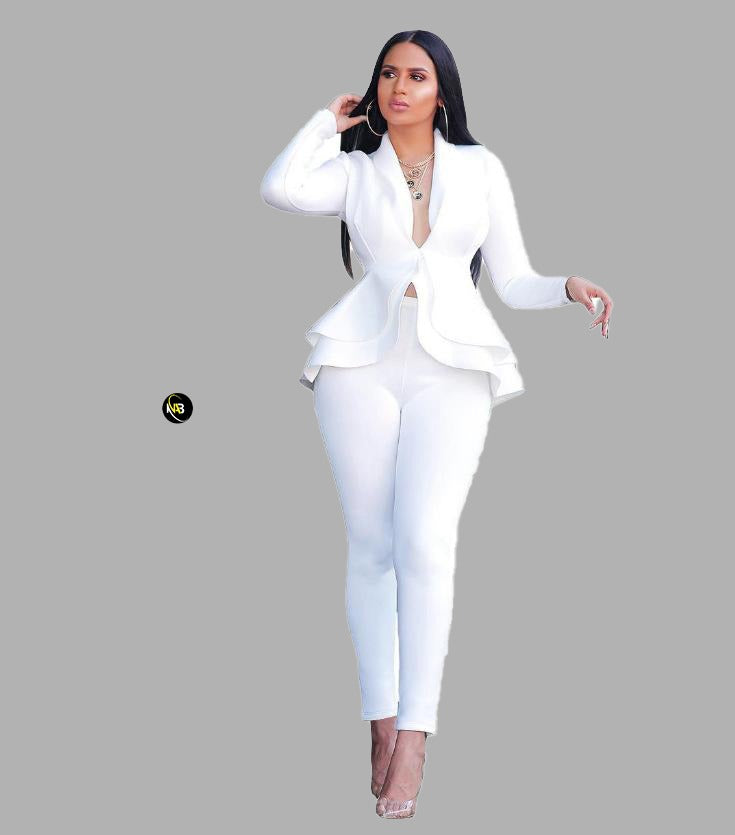 Office Lady Wear Suit White