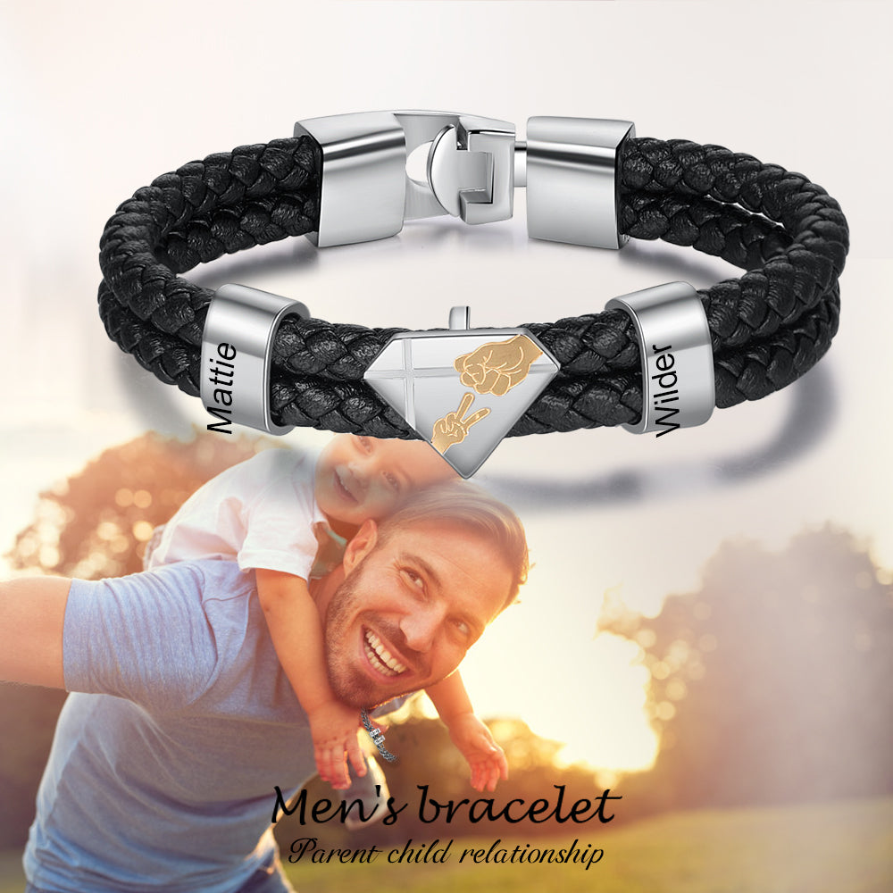 Custom Stainless Steel Leather Bracelet